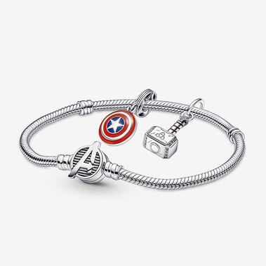 Conjunto de Regalo Pulsera Escudo Capitán América y Martillo de Thor Los Vengadores de Marvel